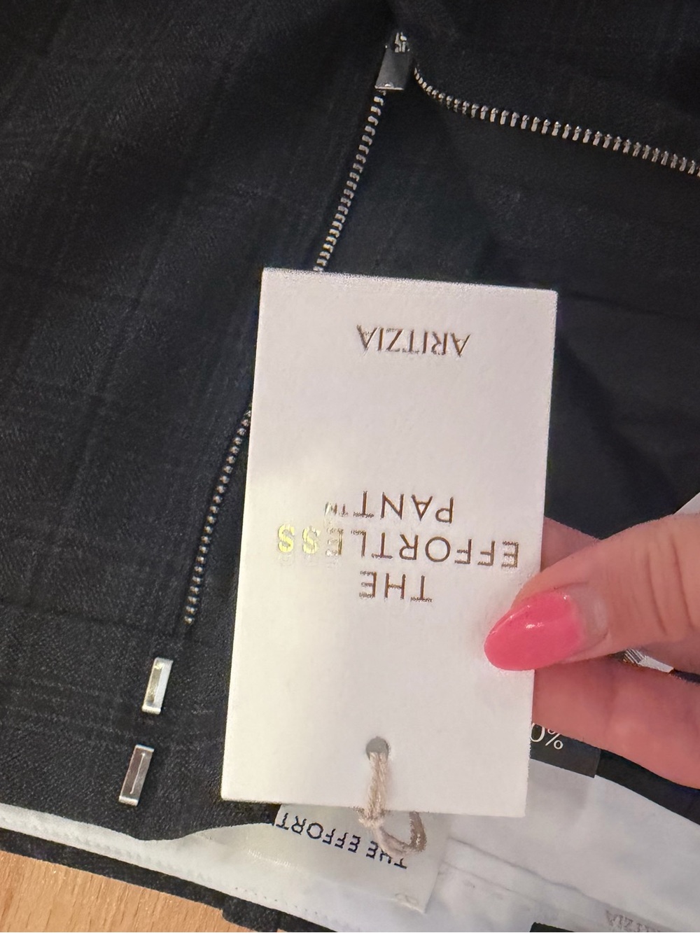 Aritzia Effortless Pant Trousers Dark Grey Plaid (NWT) high rise regular length - Picture 10 of 16